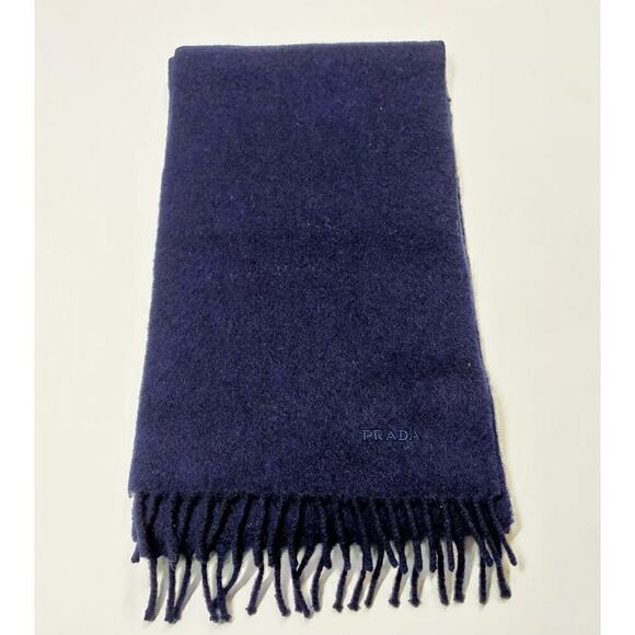 PRADA Mens Wool Cashmere Scarf Navy Blue NWOT - Picture 2 of 10